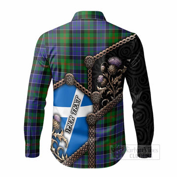 Paterson Tartan Crest Long Sleeve Button Shirts Scottish Thistle Loch Ness Monster