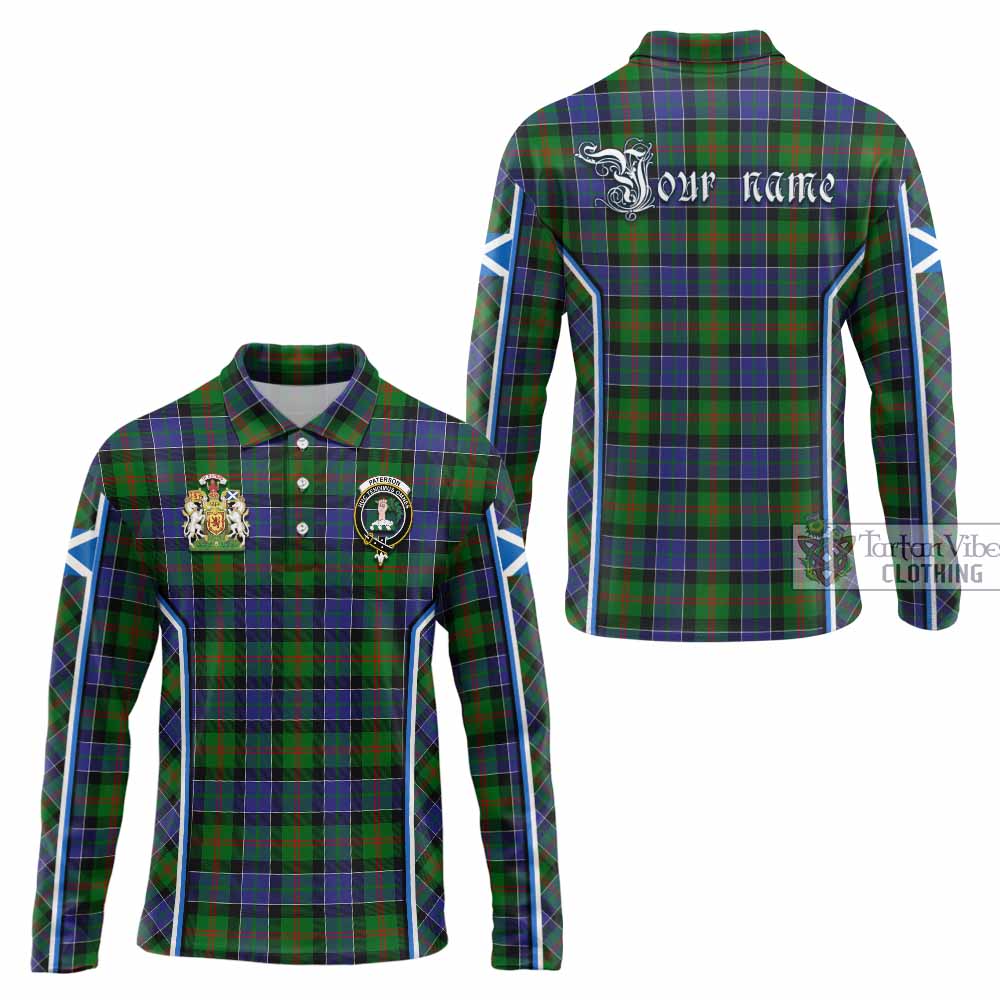 Paterson Tartan Crest Long Sleeve Polo Shirt Scotland Coat of Arm Flag Style - Tartan Vibes Clothing