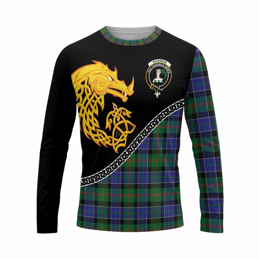 Paterson Tartan Crest Long Sleeve T-Shirt Legendary Dragon Knot Half Style