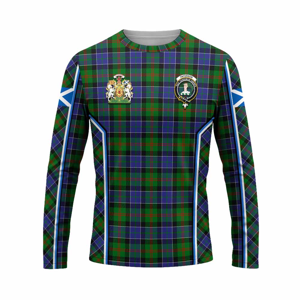 Paterson Tartan Crest Long Sleeve T-Shirt Scotland Coat of Arm Flag Style - Tartan Vibes Clothing