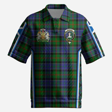 Paterson Tartan Crest Men’s Polo Sweater Top Scotland Coat of Arm Flag Style