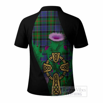Paterson Tartan Crest Polo Shirt Celtic Cross Thistle Flowers