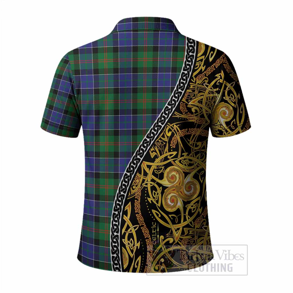 Paterson Tartan Crest Polo Shirt Celtic Knot and Triple Trickle Spiral Symbols