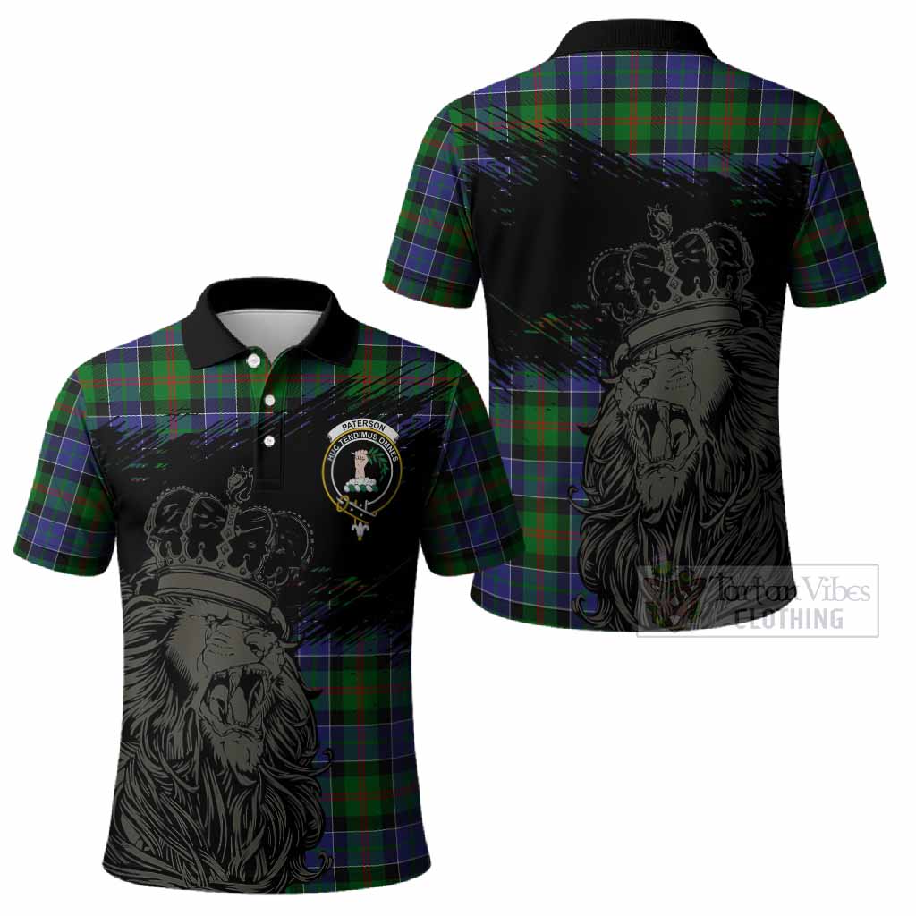 Paterson Tartan Crest Polo Shirt Crowned Lion Heritage Style