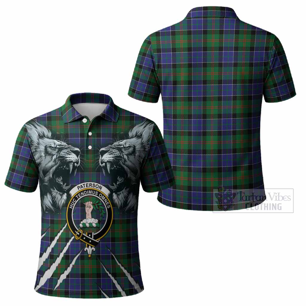 Paterson Tartan Crest Polo Shirt Ferocious Lion Style