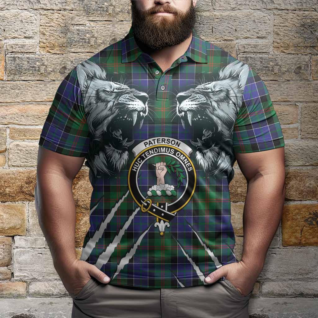 Paterson Tartan Crest Polo Shirt Ferocious Lion Style