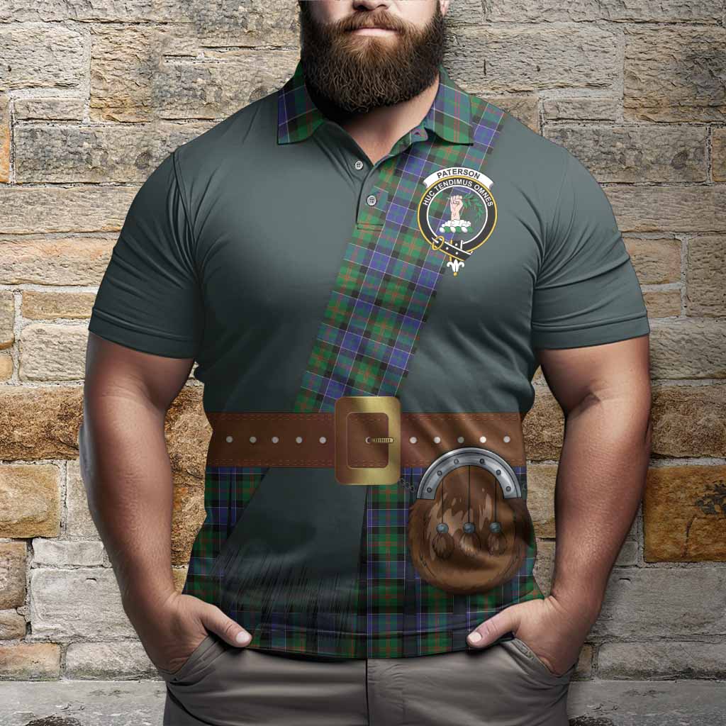 Paterson Tartan Crest Polo Shirt Kilt Costume Style