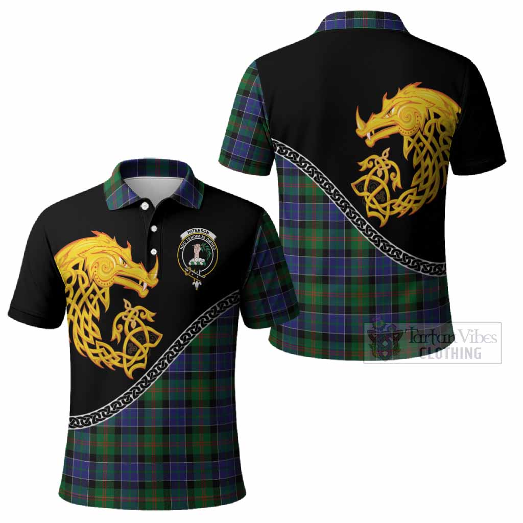 Paterson Tartan Crest Polo Shirt Legendary Dragon Knot Half Style