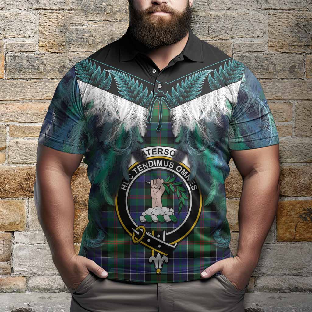 Paterson Tartan Crest Polo Shirt New Zealand Maori Korowai Cloak