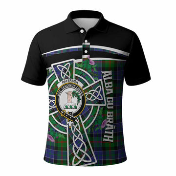 Paterson Tartan Crest Polo Shirt Scottish Thistle Celtic Cross Alba Gu Brath