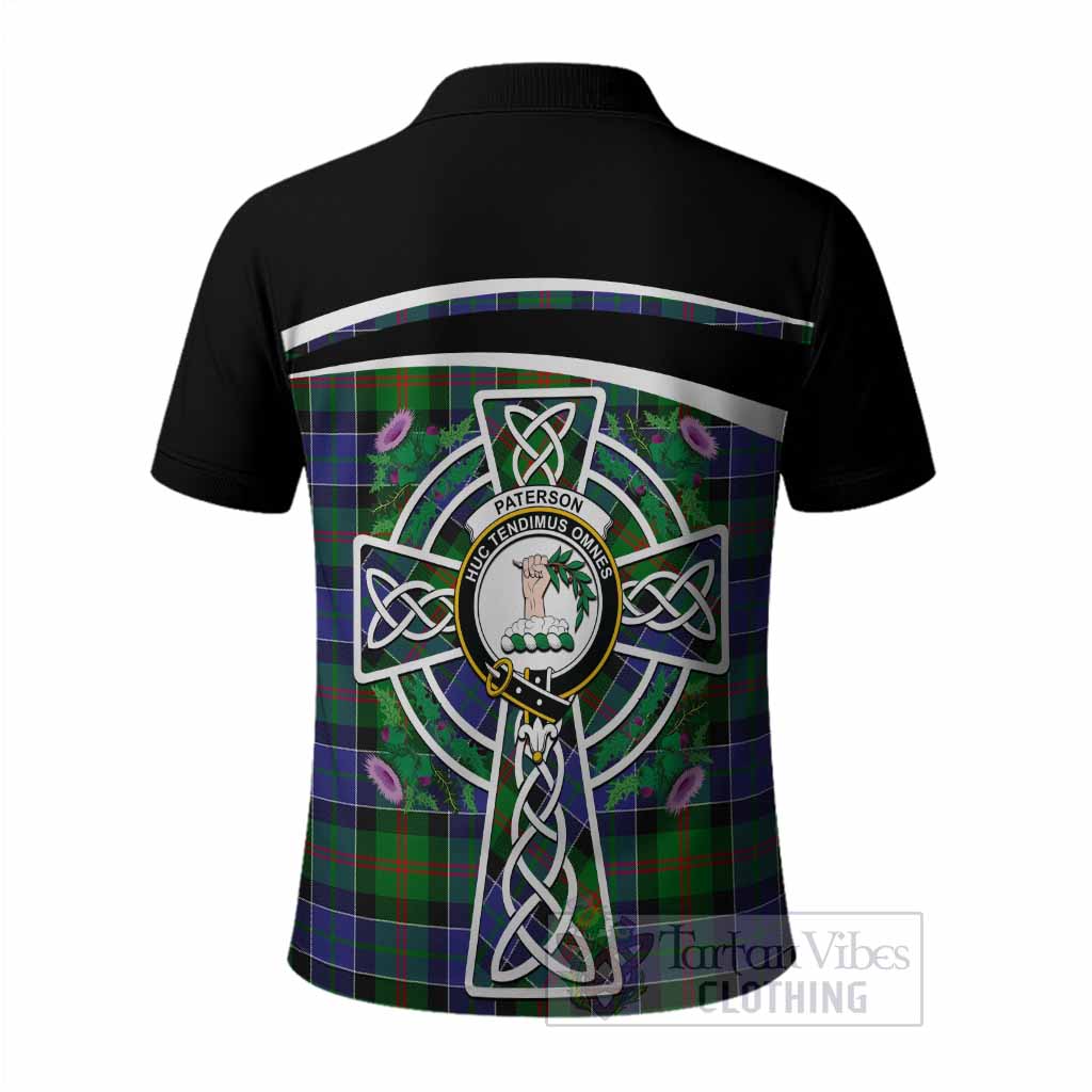 Paterson Tartan Crest Polo Shirt Scottish Thistle Celtic Cross Alba Gu Brath