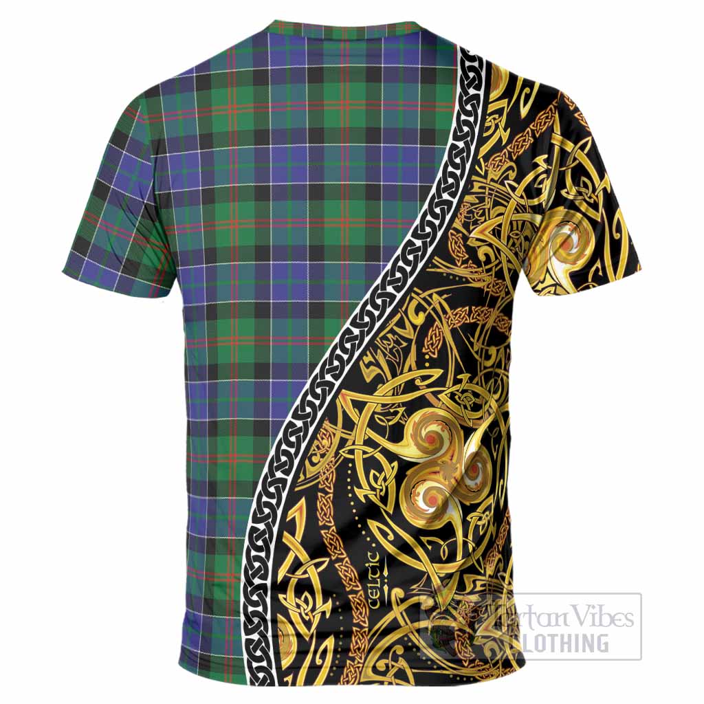 Paterson Tartan Crest T-Shirt Celtic Knot and Triple Trickle Spiral Symbols
