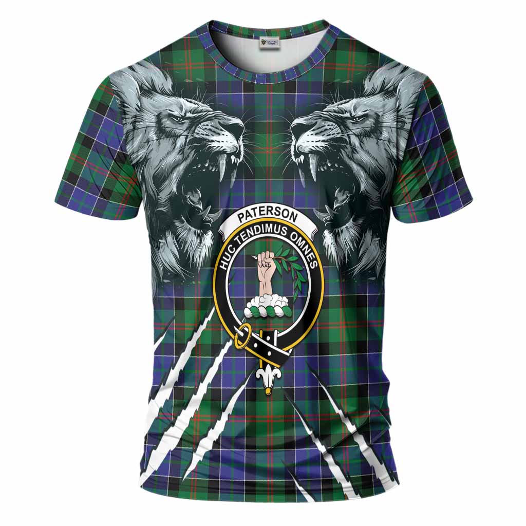 Paterson Tartan Crest T-Shirt Ferocious Lion Style