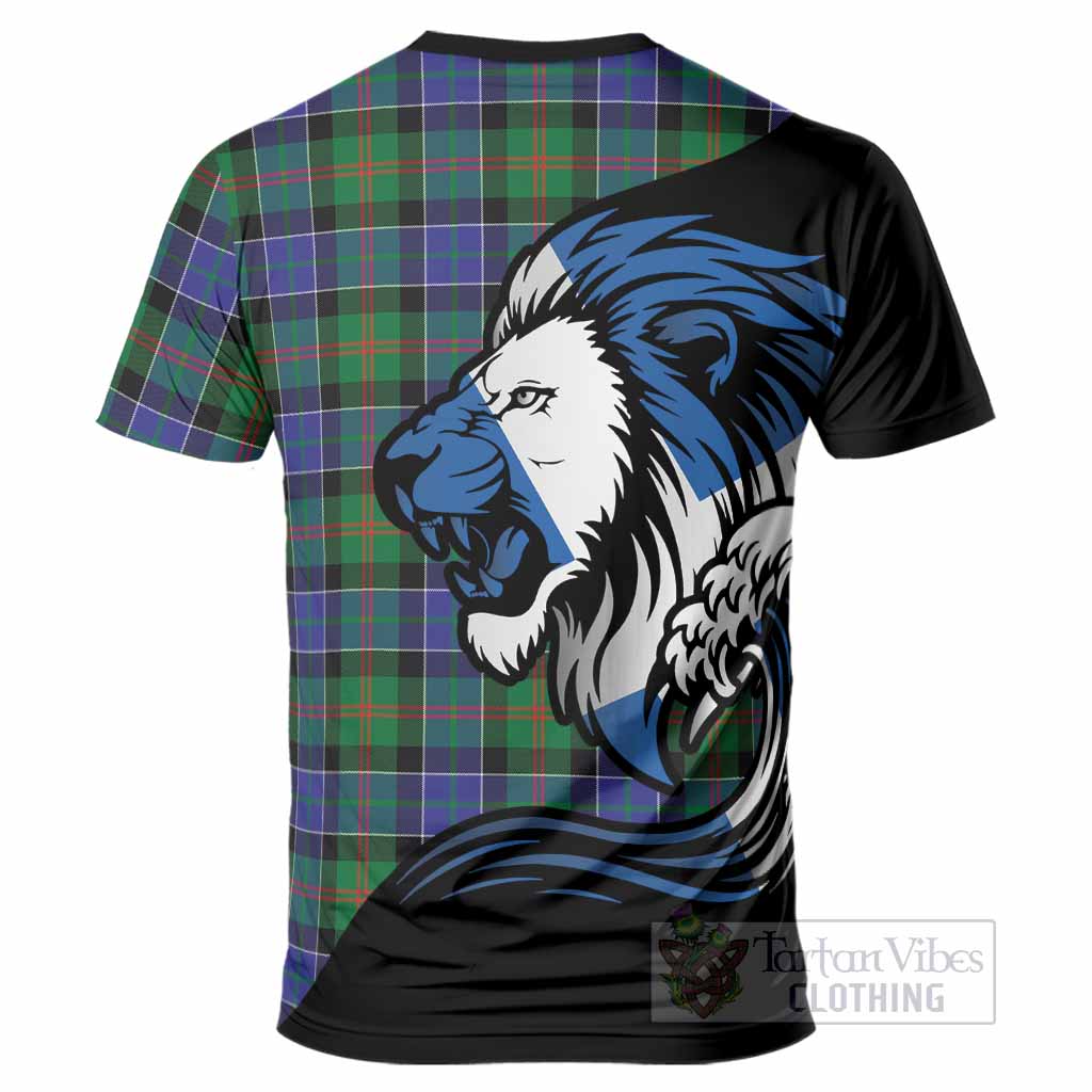 Paterson Tartan Crest T-Shirt Scottish Golden Lions Wave Flow