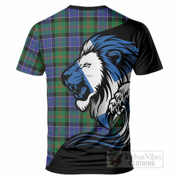 Paterson Tartan Crest T-Shirt Scottish Golden Lions Wave Flow