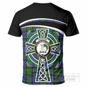Paterson Tartan Crest T-Shirt Scottish Thistle Celtic Cross Alba Gu Brath