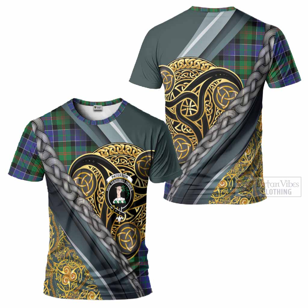 Paterson Tartan Crest T-Shirt Scottish Triskele Celtic