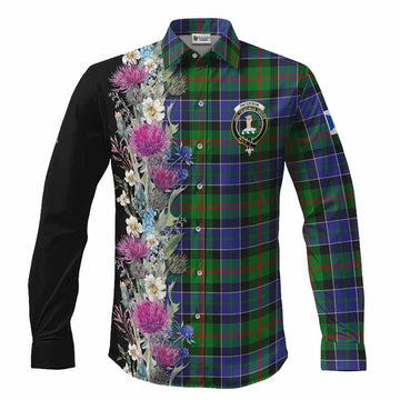 Paterson Tartan Crest Thistle Floral Long Sleeve Button Shirts