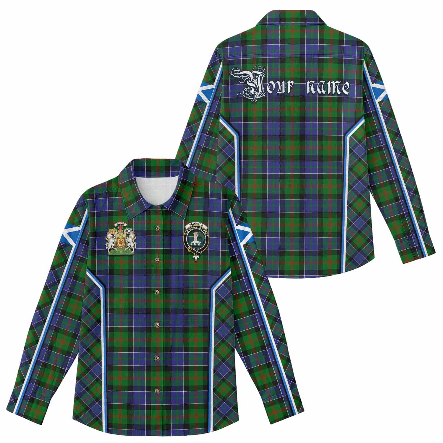 Paterson Tartan Crest Women Casual Shirt Scotland Coat of Arm Flag Style - Tartan Vibes Clothing