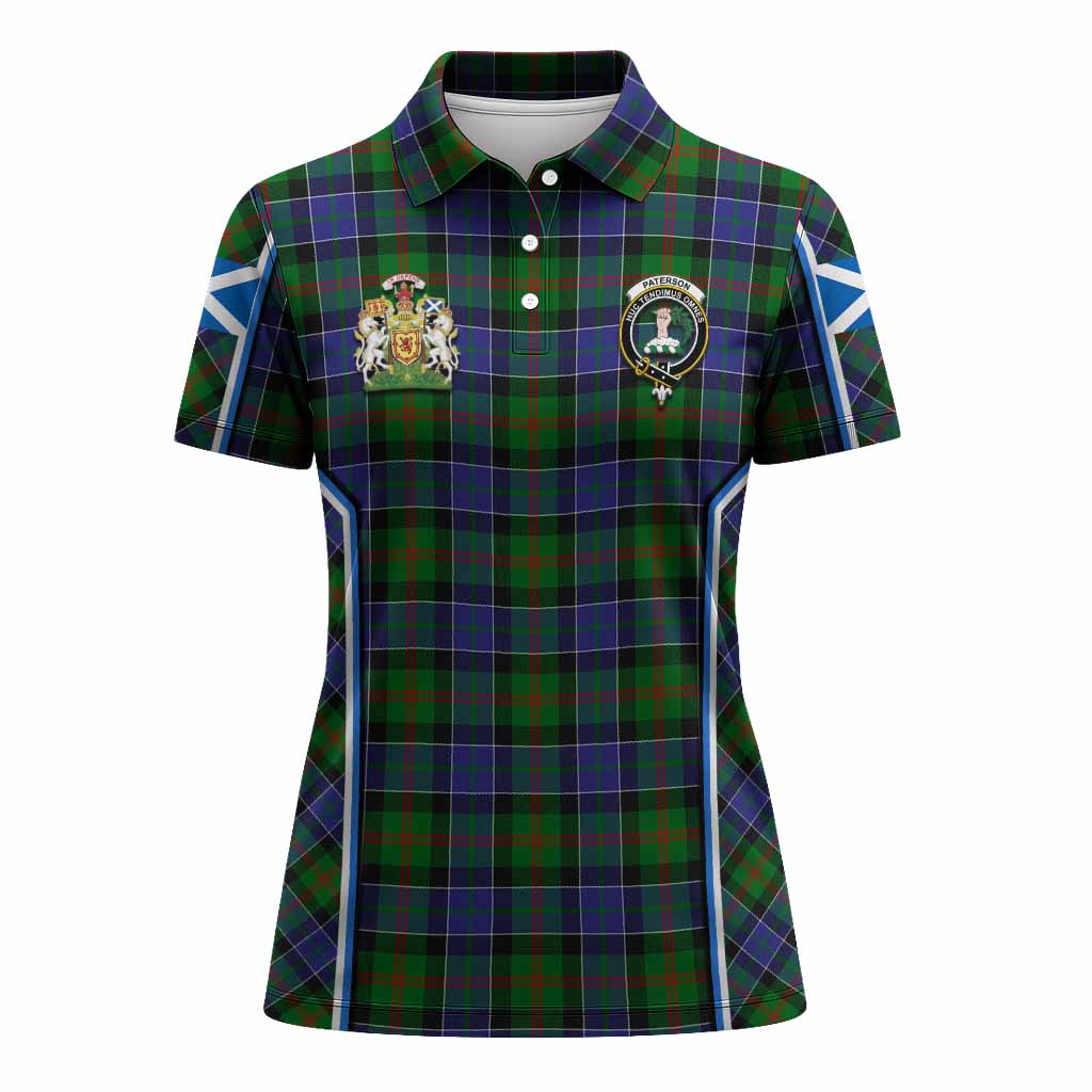 Paterson Tartan Crest Women's Polo Shirt Scotland Coat of Arm Flag Style - Tartan Vibes Clothing