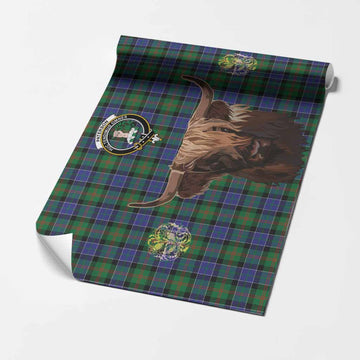 Paterson Tartan Crest Wrapping Paper Scotland Heilan Coo Tartan Seamless Style