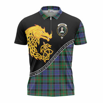 Paterson Tartan Crest Zipper Polo Shirt Legendary Dragon Knot Half Style