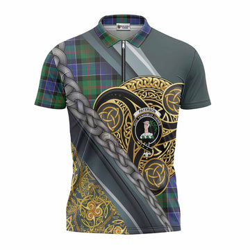 Paterson Tartan Crest Zipper Polo Shirt Scottish Triskele Celtic