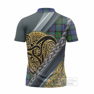 Paterson Tartan Crest Zipper Polo Shirt Scottish Triskele Celtic