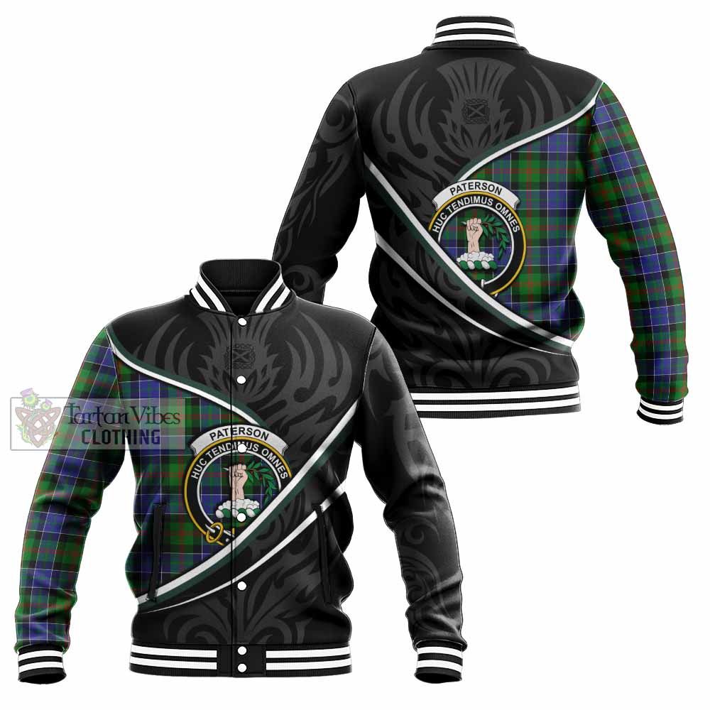 Paterson Tartan Family Crest Baseball Jacket Celtic Scottish Thistle Floral - Tartan Vibes Clothing