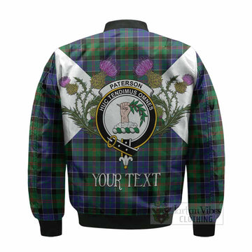 Paterson Tartan Family Crest Bomber Jacket Scottish Burns Night Thistle Floral