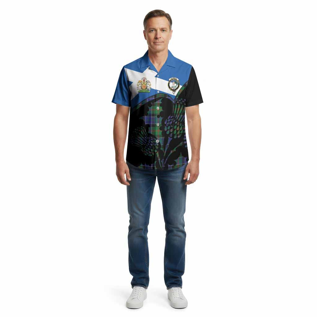 Paterson Tartan Family Crest Cotton Hawaiian Shirt Scotland Thistle Floral Flag Style