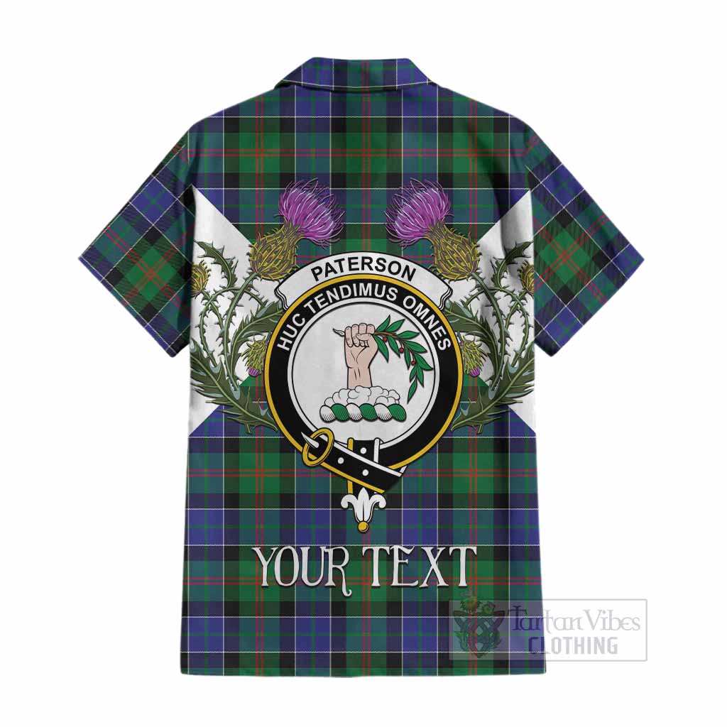 Paterson Tartan Family Crest Cotton Hawaiian Shirt Scottish Burns Night Thistle Floral