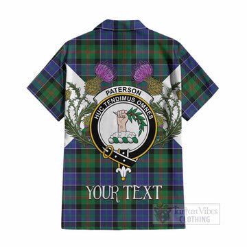 Paterson Tartan Family Crest Cotton Hawaiian Shirt Scottish Burns Night Thistle Floral