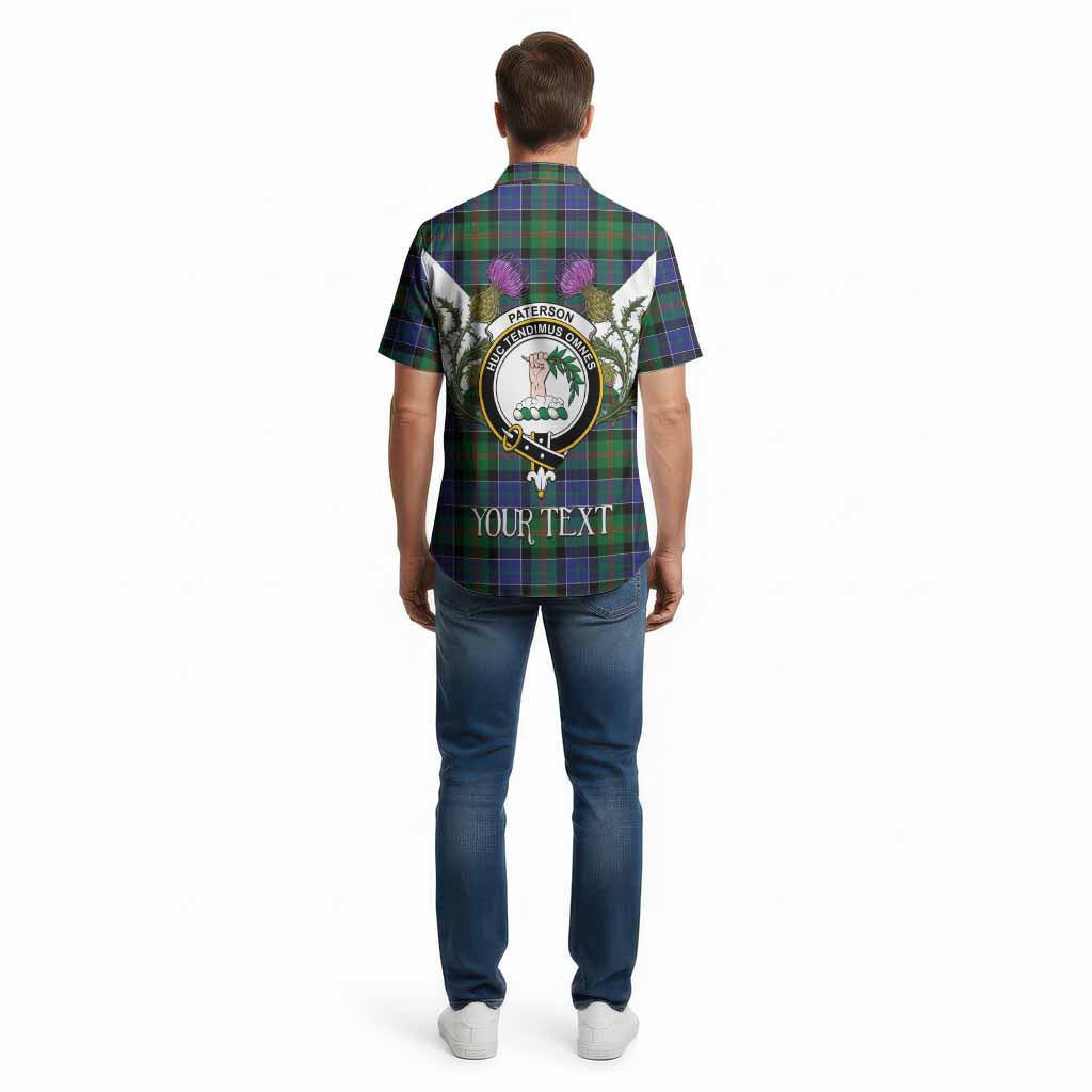 Paterson Tartan Family Crest Cotton Hawaiian Shirt Scottish Burns Night Thistle Floral