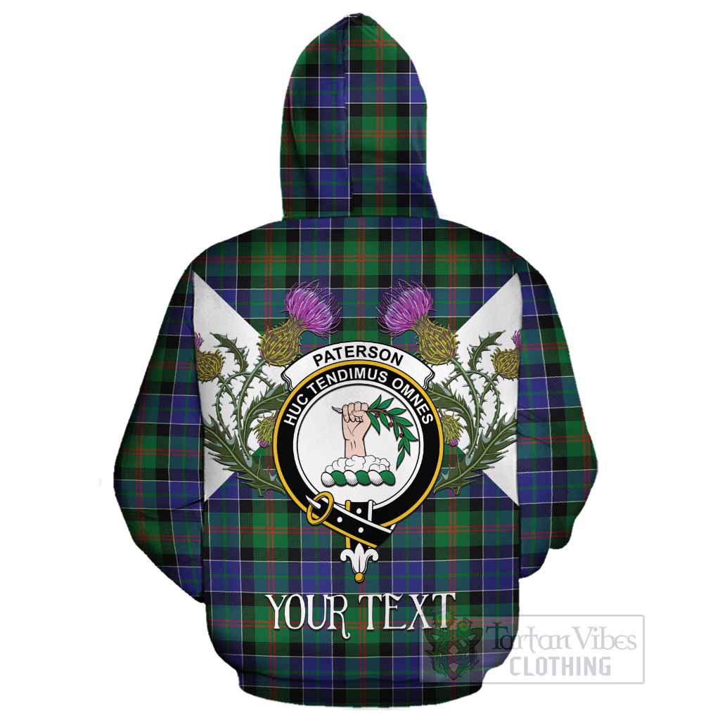 Paterson Tartan Family Crest Cotton Hoodie Scottish Burns Night Thistle Floral
