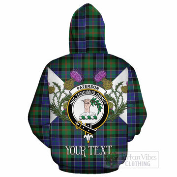 Paterson Tartan Family Crest Cotton Hoodie Scottish Burns Night Thistle Floral
