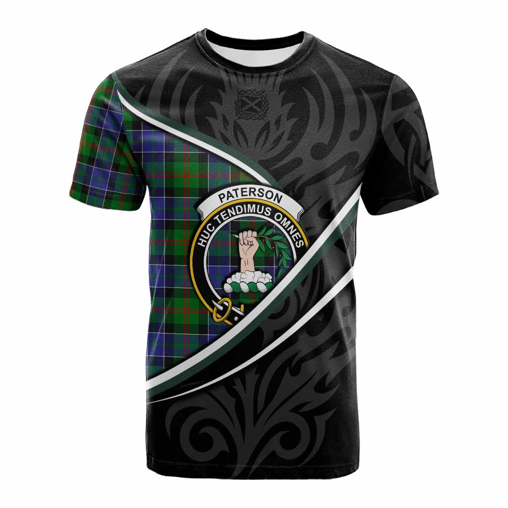 Paterson Tartan Family Crest Cotton T-shirt Celtic Scottish Thistle Floral - Tartan Vibes Clothing