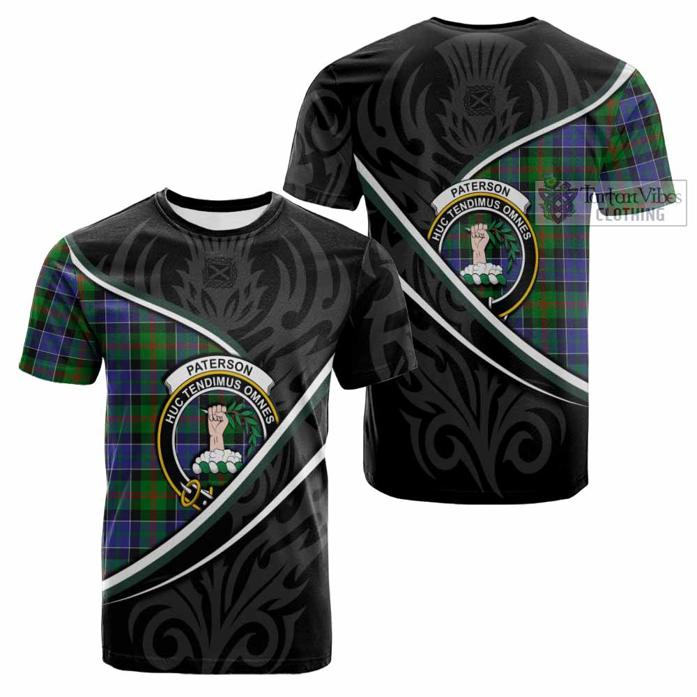 Paterson Tartan Family Crest Cotton T-shirt Celtic Scottish Thistle Floral - Tartan Vibes Clothing
