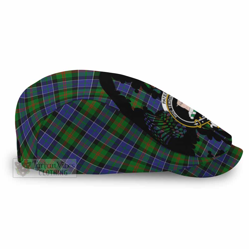 Paterson Tartan Family Crest Flat Cap, Jeff Cap Scotland Thistle Floral