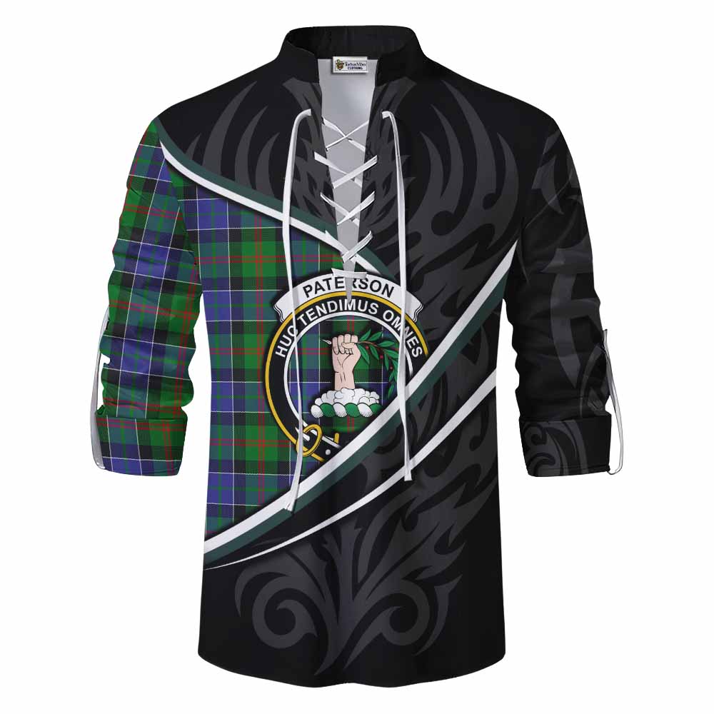 Paterson Tartan Family Crest Ghillie Kilt Shirt Celtic Scottish Thistle Floral - Tartan Vibes Clothing