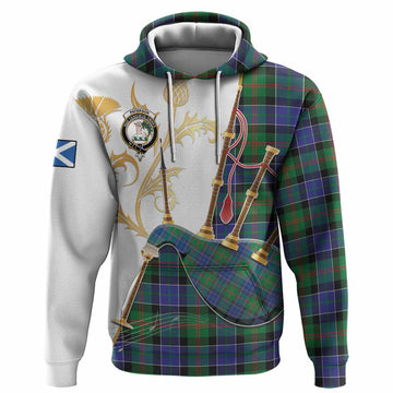 Paterson Tartan Family Crest Hoodie Bagpipes with Scottish Thistle