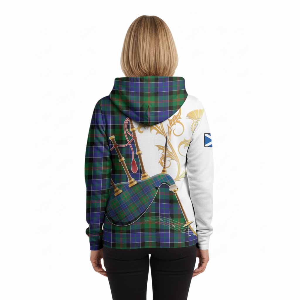 Paterson Tartan Family Crest Hoodie Bagpipes with Scottish Thistle