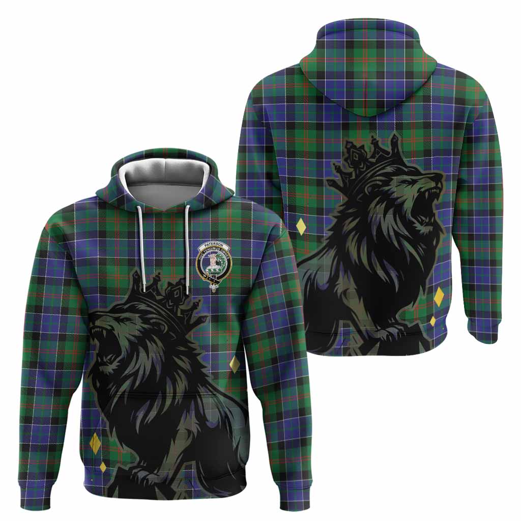Paterson Tartan Family Crest Hoodie Crowned Lion Roaring