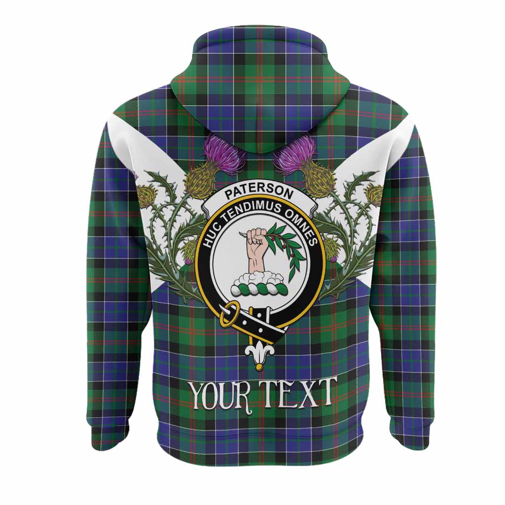 Paterson Tartan Family Crest Hoodie Scottish Burns Night Thistle Floral
