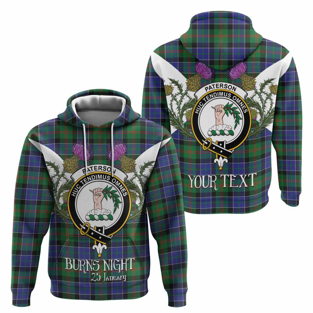 Paterson Tartan Family Crest Hoodie Scottish Burns Night Thistle Floral