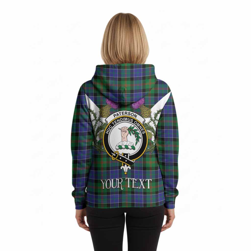 Paterson Tartan Family Crest Hoodie Scottish Burns Night Thistle Floral