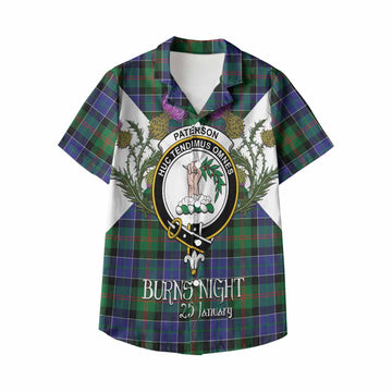 Paterson Tartan Family Crest Kid Hawaiian Shirt Scottish Burns Night Thistle Floral