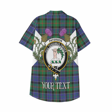 Paterson Tartan Family Crest Kid Hawaiian Shirt Scottish Burns Night Thistle Floral