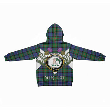 Paterson Tartan Family Crest Kid Hoodie Scottish Burns Night Thistle Floral