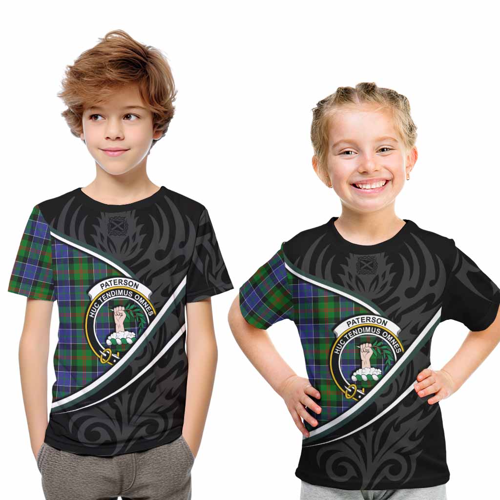 Paterson Tartan Family Crest Kid T-shirt Celtic Scottish Thistle Floral - Tartan Vibes Clothing